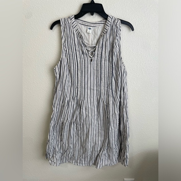Old Navy Striped Dress Sleeveless Casual Mini Dress Blue White‎ Size L - Picture 1 of 10